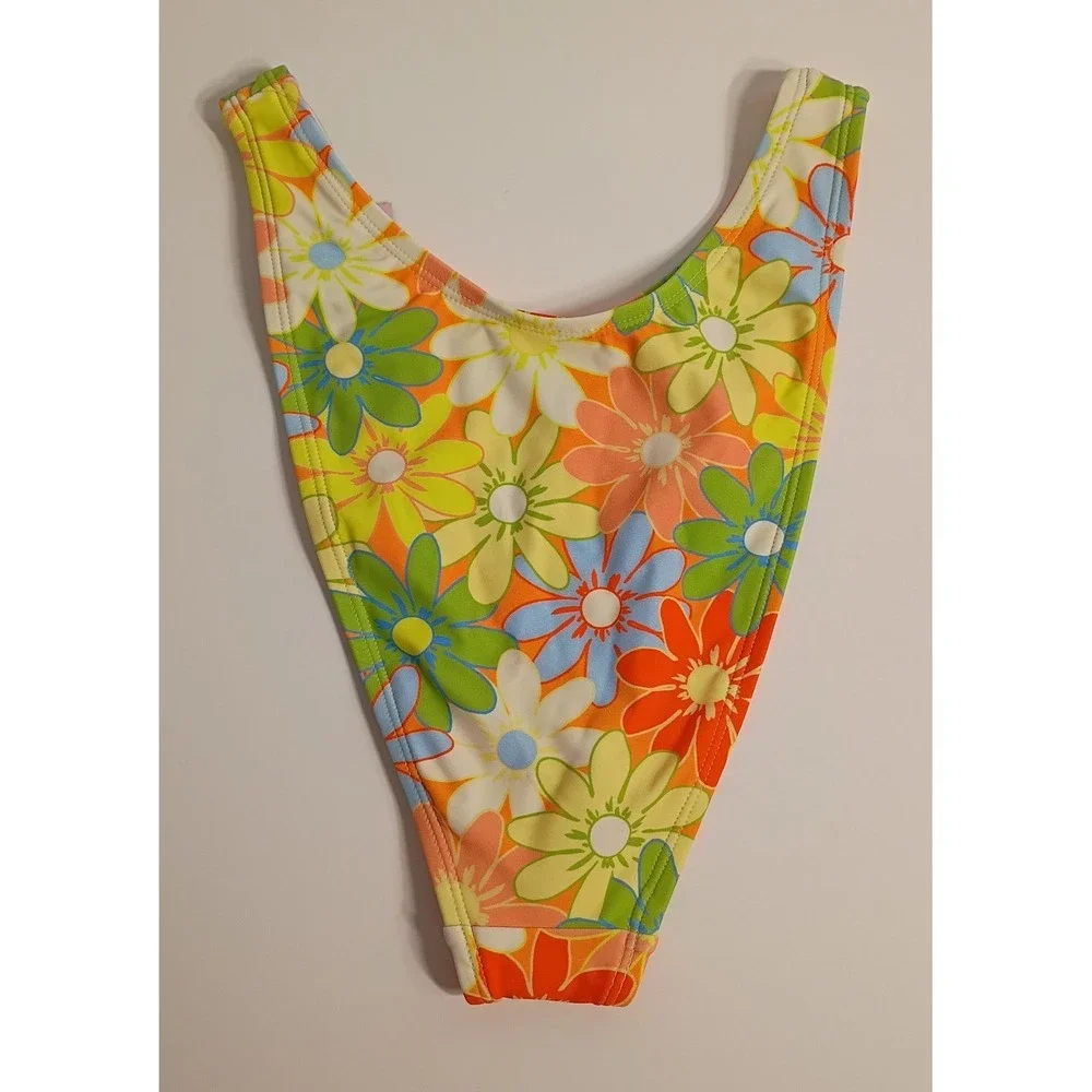 Wild Fable Mid-Rise Ultra High Leg Cheeky Bikini Bottom Floral‎ Colorful, S 4-6